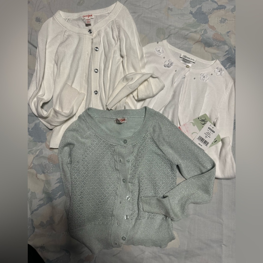 Girls button sweaters! Perfect for over dress for Holiday or chilly day